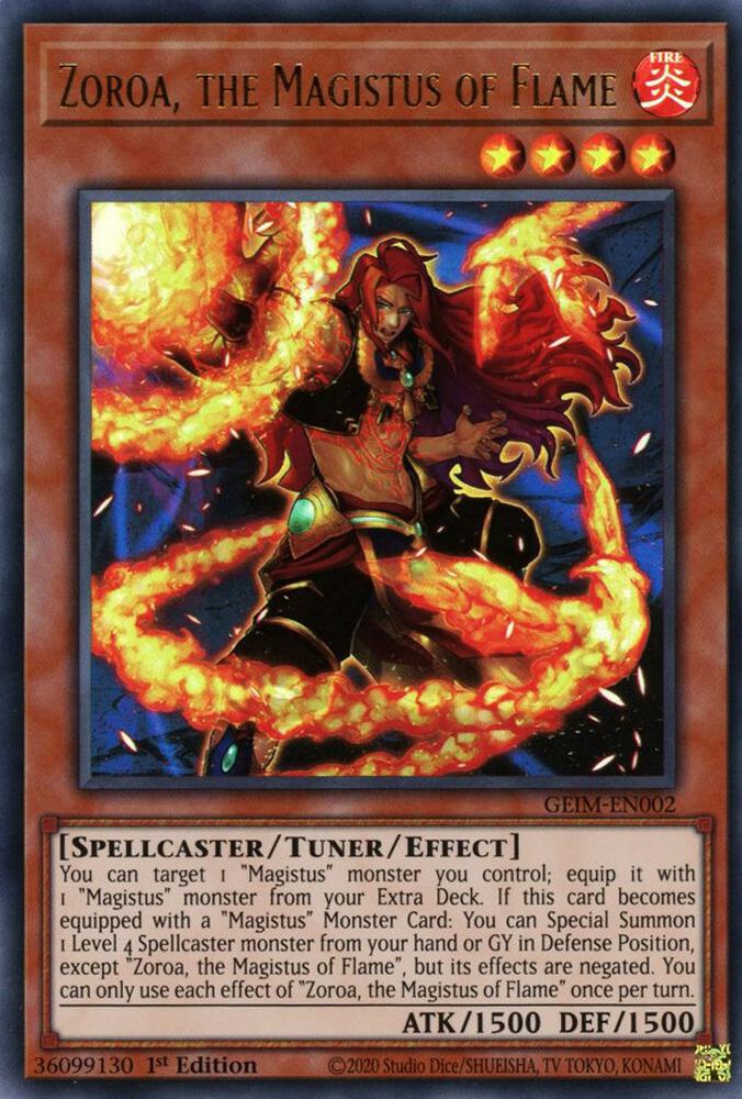 Zoroa, the Magistus of Flame GEIM-EN002 card from Genesis Impact