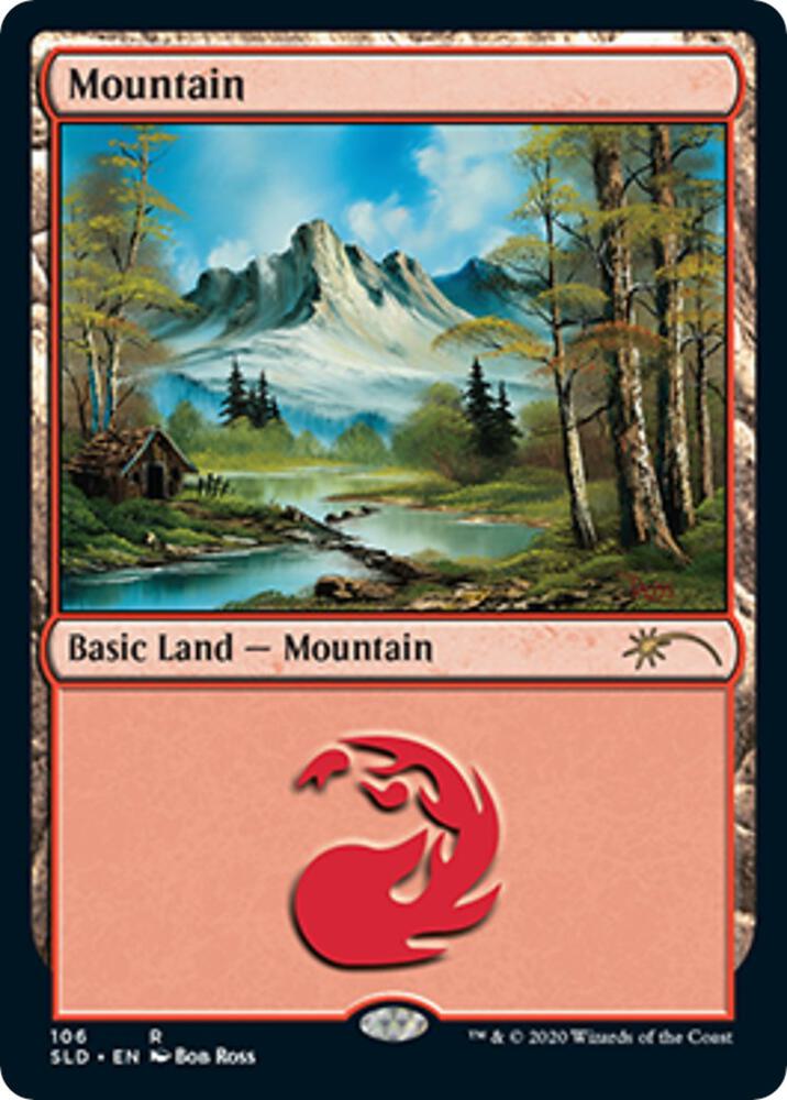 Mountain (Bob Ross) 106 card from Secret Lair Drop Series