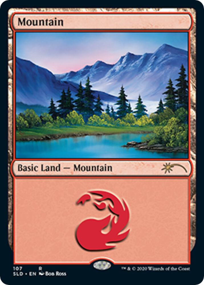Mountain (Bob Ross) 107 card from Secret Lair Drop Series