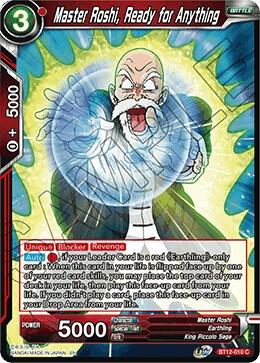 Master Roshi, Ready for Anything BT12-010 card from Vicious Rejuvenation