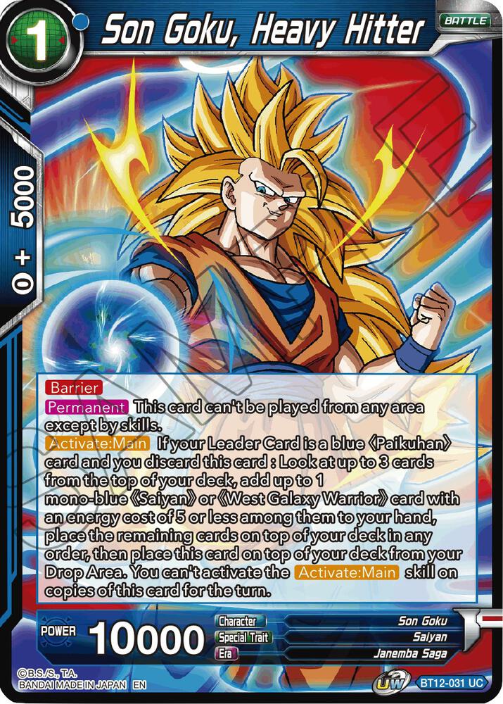 Son Goku, Heavy Hitter BT12-031 card from Vicious Rejuvenation