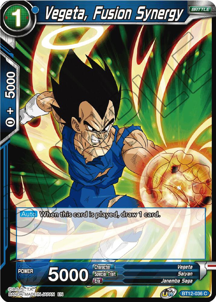 Vegeta, Fusion Synergy BT12-036 card from Vicious Rejuvenation