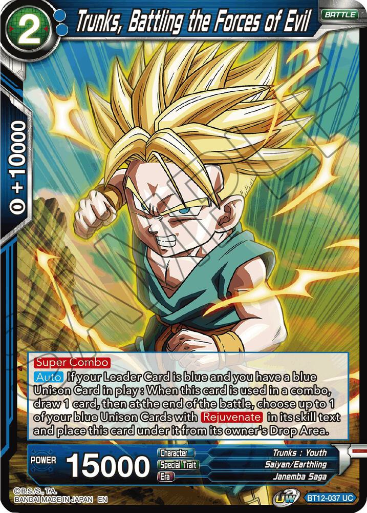 Trunks, Battling the Forces of Evil BT12-037 card from Vicious Rejuvenation