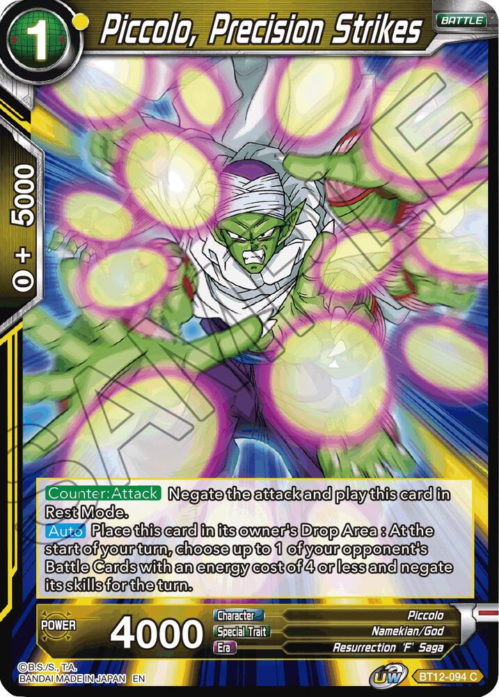 Piccolo, Precision Strikes BT12-094 card from Vicious Rejuvenation