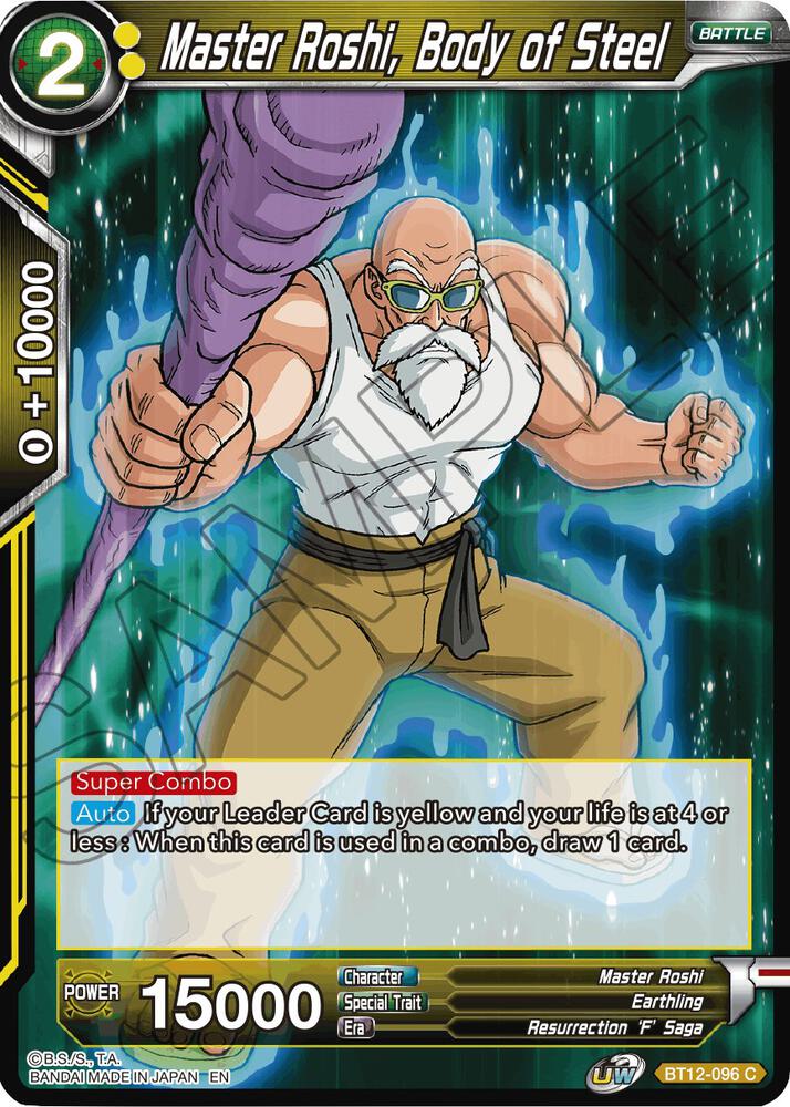 Master Roshi, Body of Steel BT12-096 card from Vicious Rejuvenation