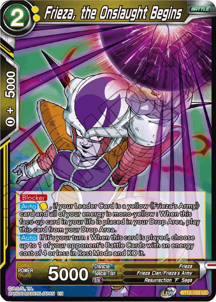 Frieza, the Onslaught Begins BT12-102 card from Vicious Rejuvenation