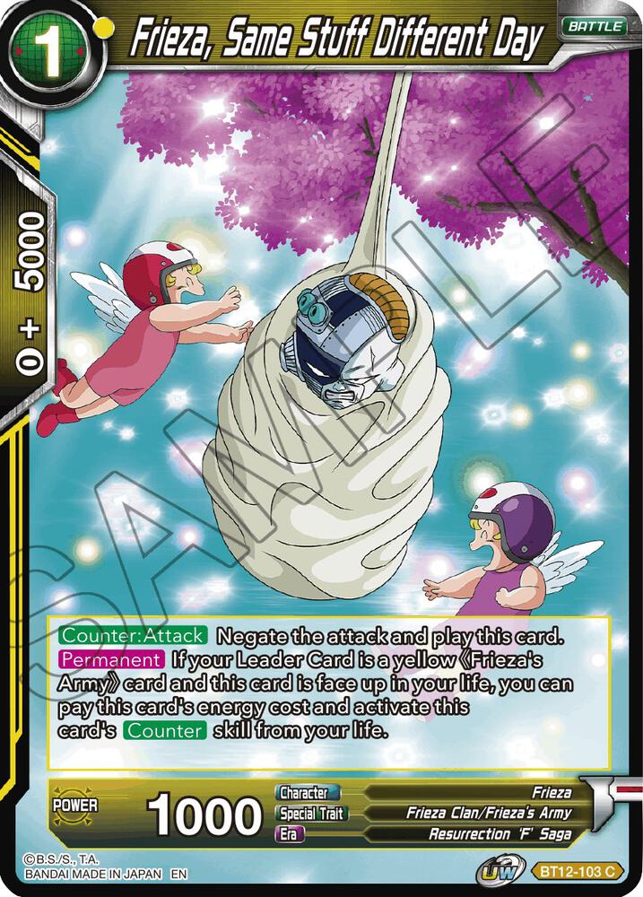 Frieza, Same Stuff Different Day BT12-103 card from Vicious Rejuvenation