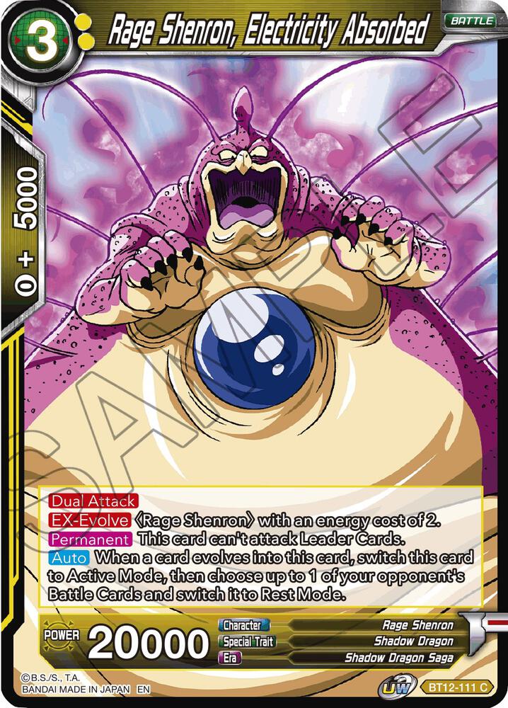 Rage Shenron, Electricity Absorbed BT12-111 card from Vicious Rejuvenation