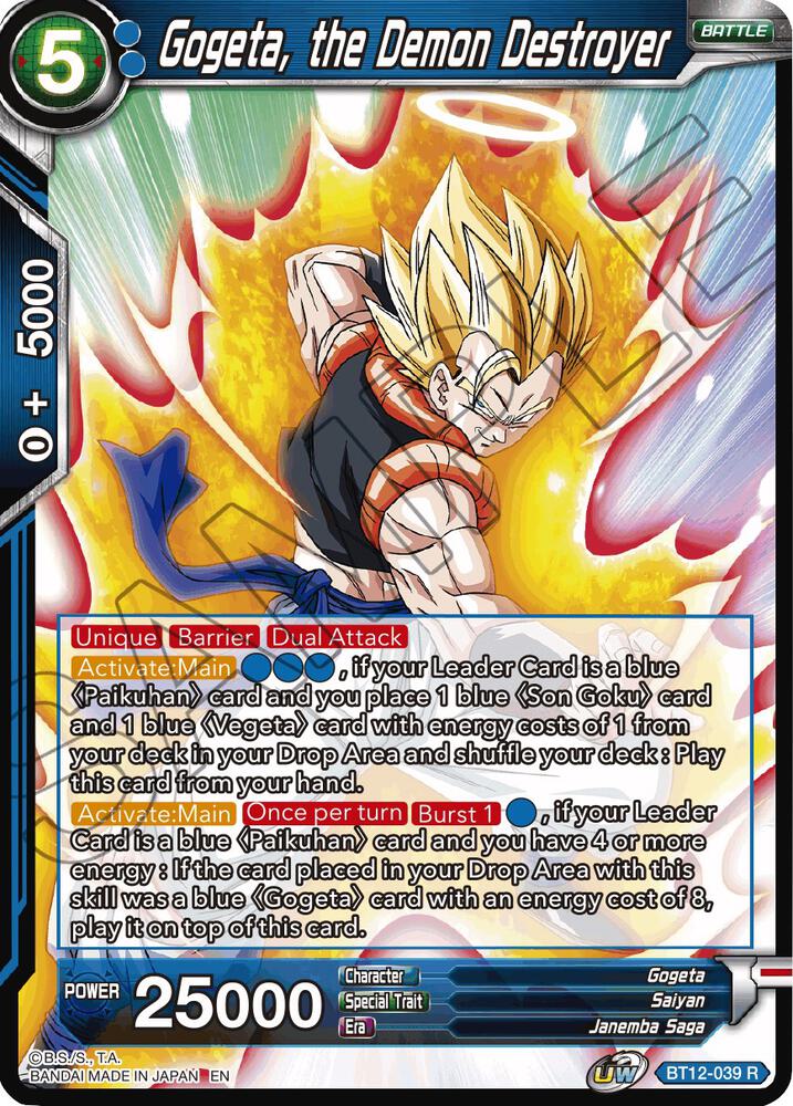 Gogeta, the Demon Destroyer BT12-039 card from Vicious Rejuvenation