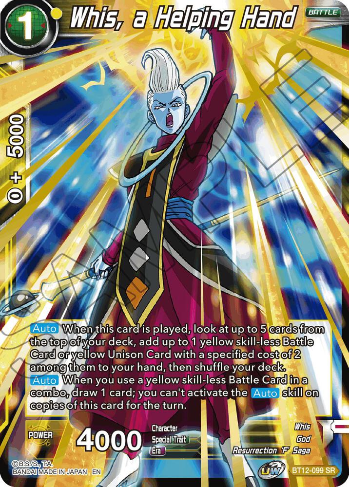 Whis, a Helping Hand BT12-099 card from Vicious Rejuvenation