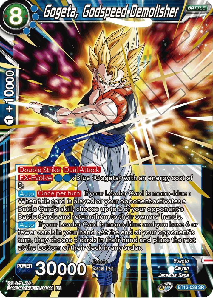 Gogeta, Godspeed Demolisher BT12-038 card from Vicious Rejuvenation