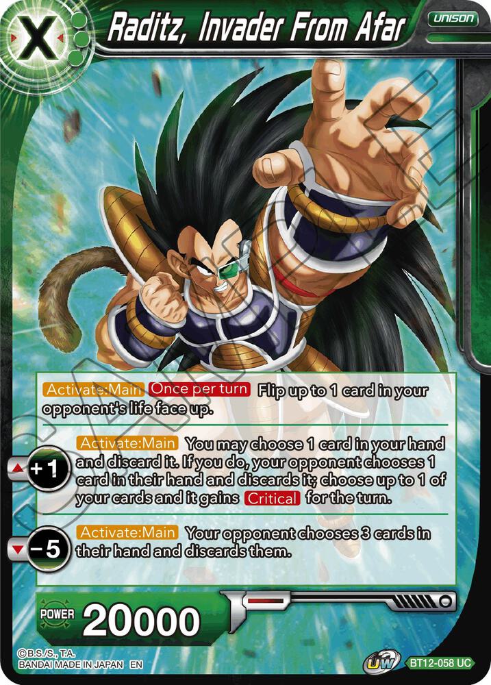 Raditz, Invader From Afar BT12-058 card from Vicious Rejuvenation