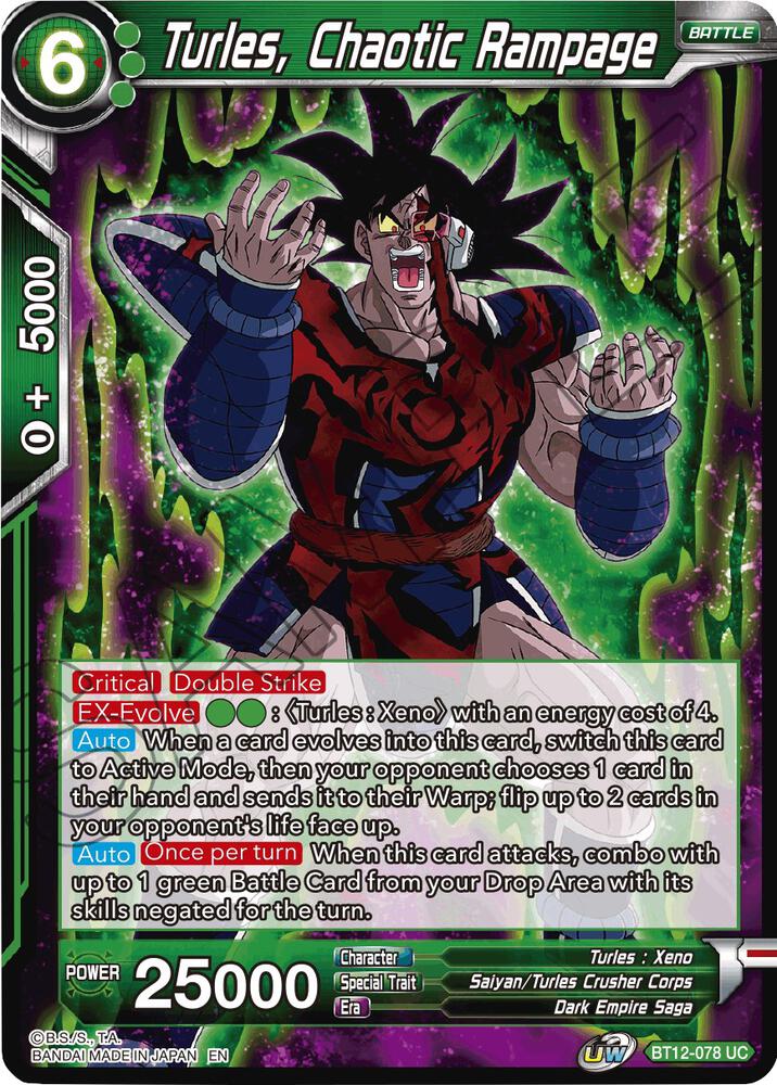 Turles, Chaotic Rampage BT12-078 card from Vicious Rejuvenation