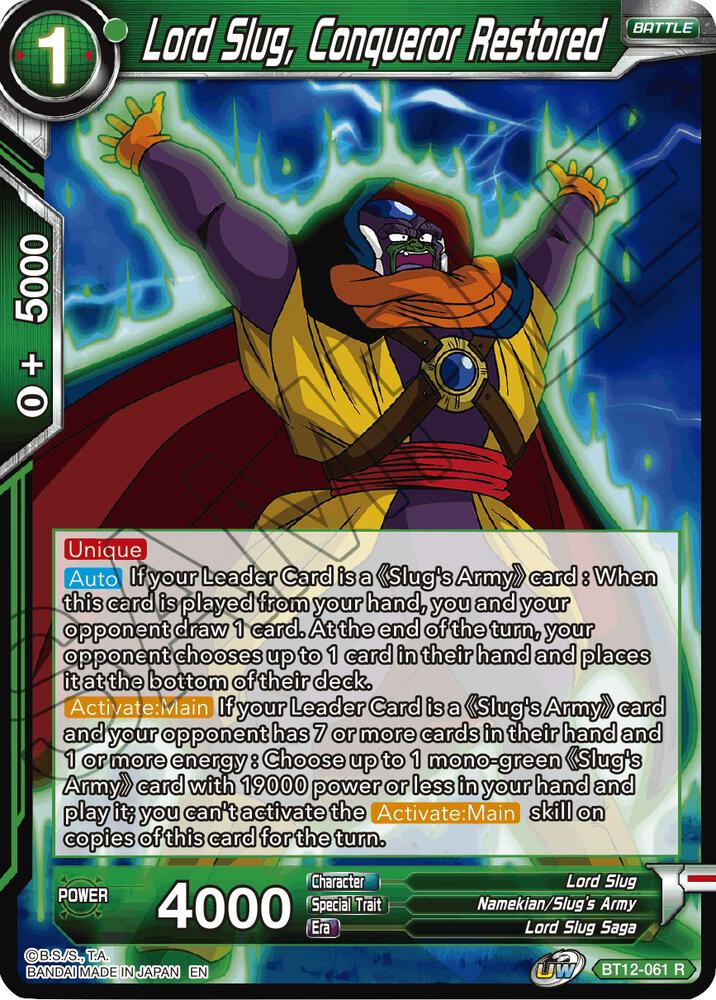 Lord Slug, Conqueror Restored BT12-061 card from Vicious Rejuvenation
