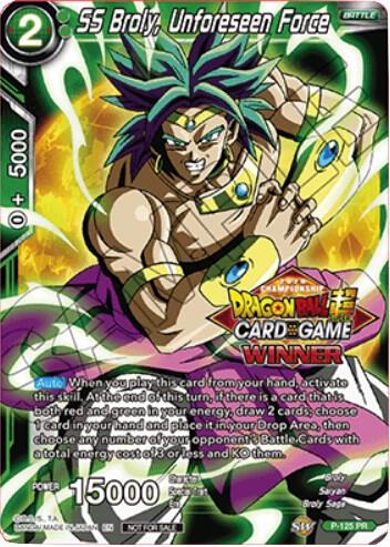 SS Broly, Unforeseen Force (Top 16 Winner) P-125 card from Tournament Promotion Cards