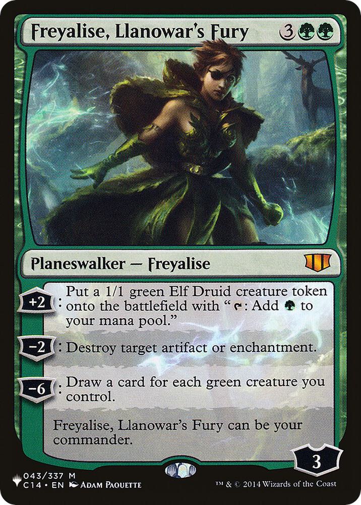 Freyalise, Llanowar's Fury 043/337 card from The List Reprints