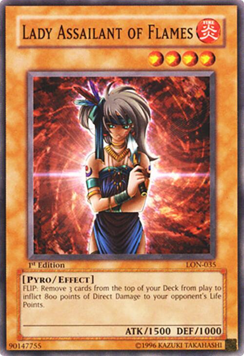 Lady Assailant of Flames LON-035 card from Labyrinth of Nightmare