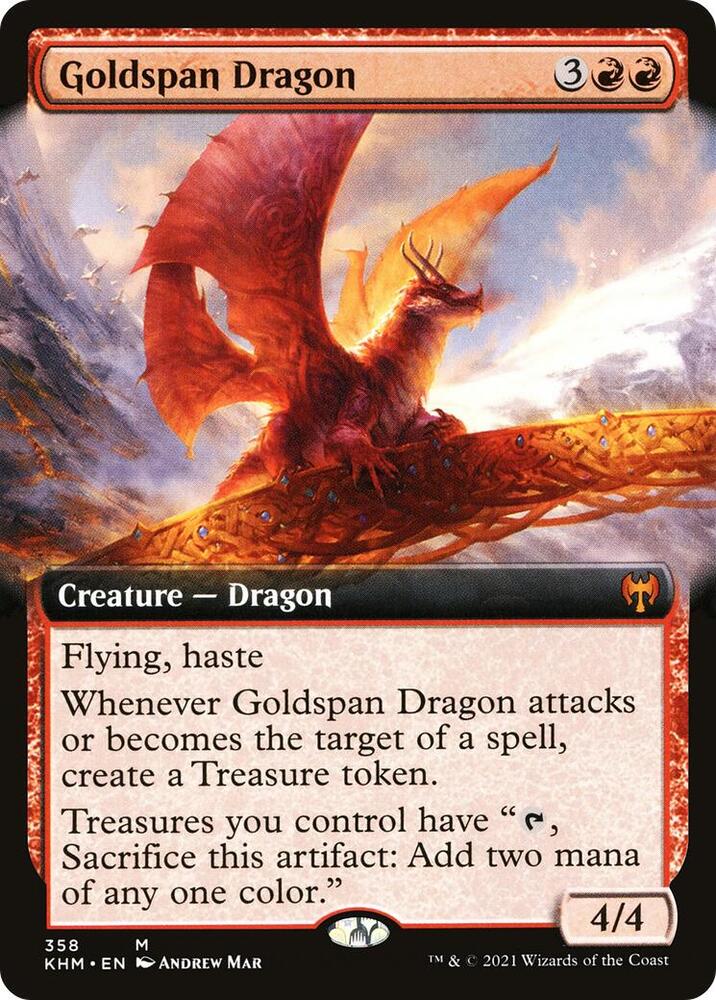Goldspan Dragon (Extended Art) 358 card from Kaldheim