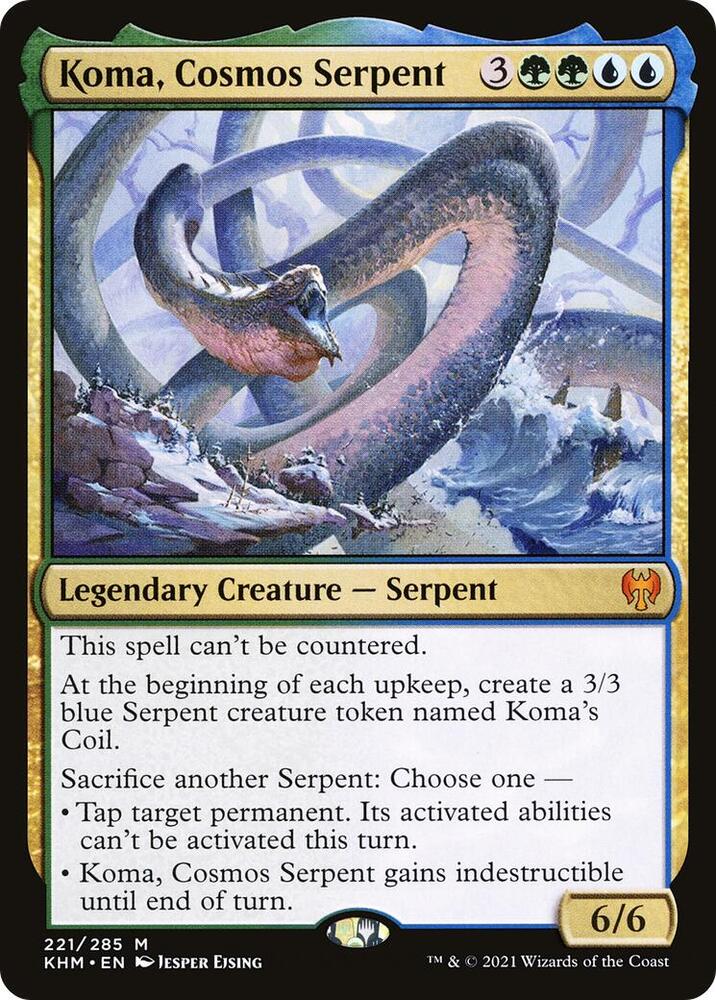Koma, Cosmos Serpent 221 card from Kaldheim