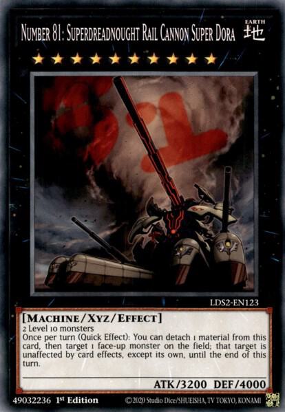 Number 81: Superdreadnought Rail Cannon Super Dora LDS2-EN123 card from Legendary Duelists: Season 2