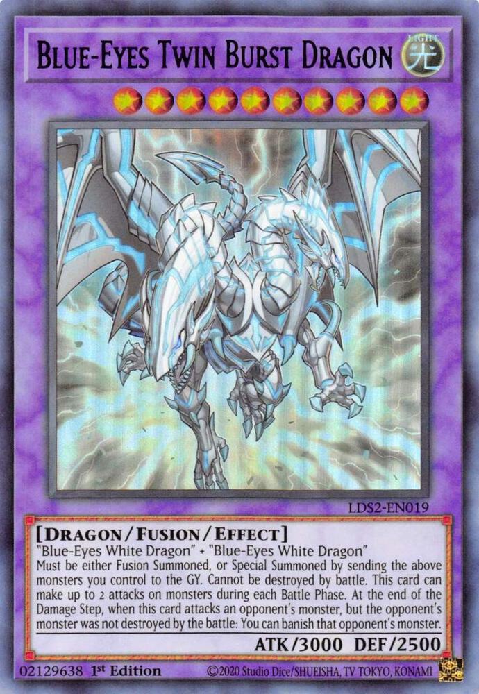 Blue-Eyes Twin Burst Dragon (Green) LDS2-EN019 card from Legendary Duelists: Season 2
