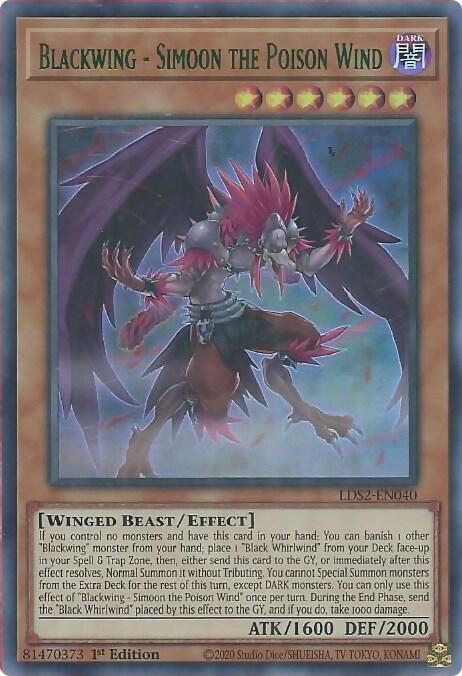 Blackwing - Simoon the Poison Wind (Green) LDS2-EN040 card from Legendary Duelists: Season 2