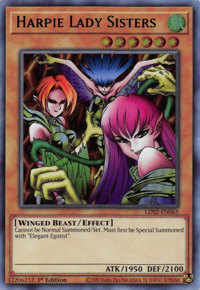 Harpie Lady Sisters (Green) LDS2-EN065 card from Legendary Duelists: Season 2