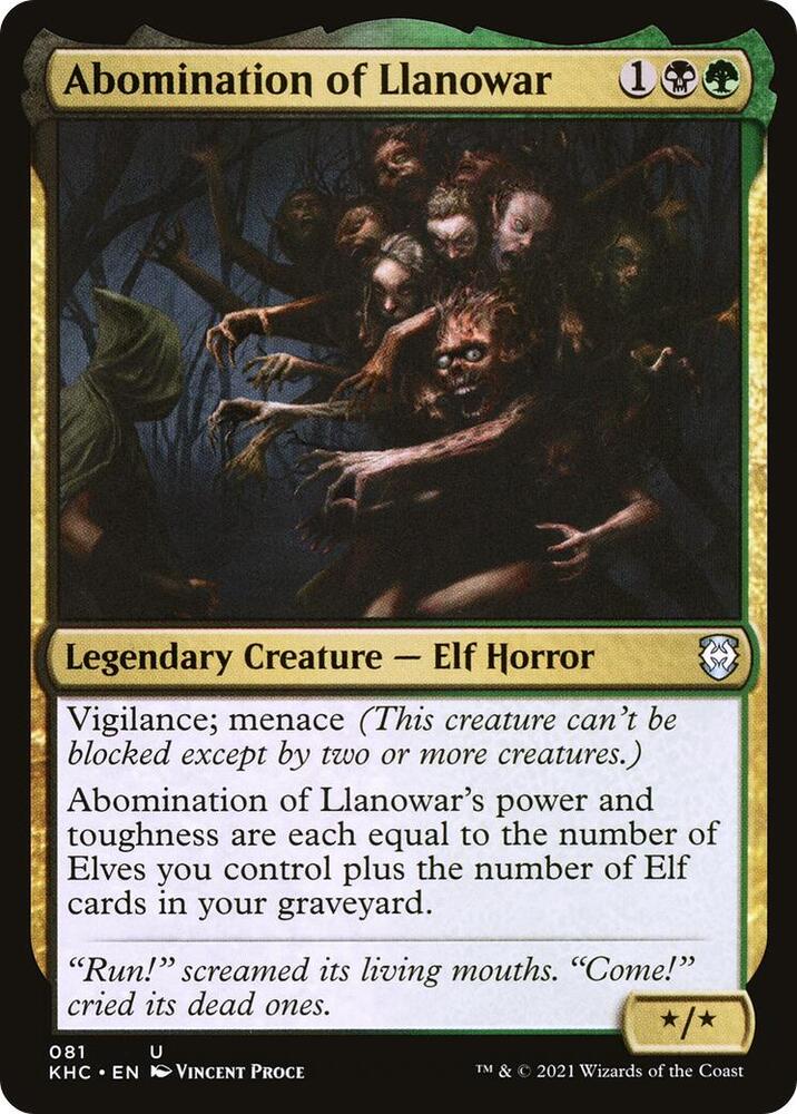 Abomination of Llanowar 81 card from Commander: Kaldheim