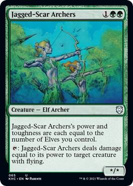 Jagged-Scar Archers 65 card from Commander: Kaldheim