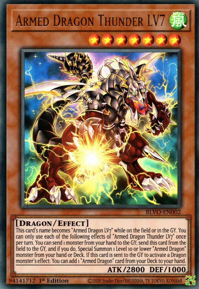 Armed Dragon Thunder LV7 BLVO-EN002 card from Blazing Vortex