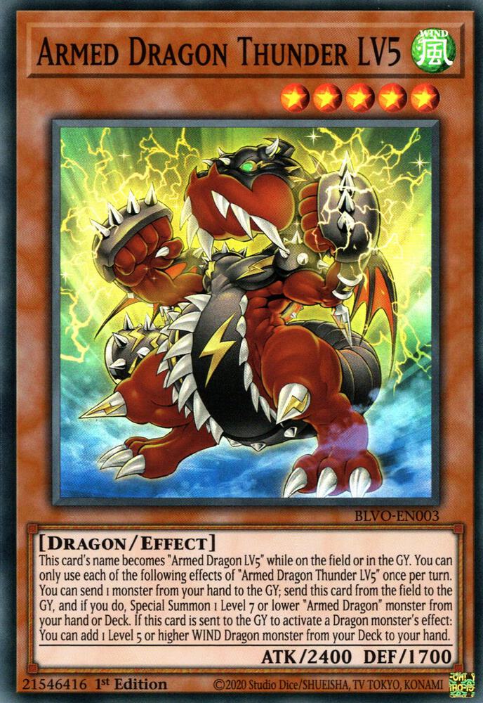 Armed Dragon Thunder LV5 BLVO-EN003 card from Blazing Vortex