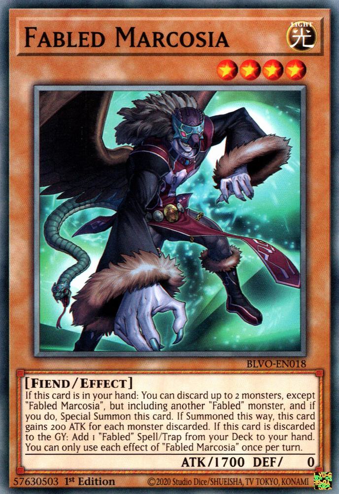 Fabled Marcosia BLVO-EN018 card from Blazing Vortex
