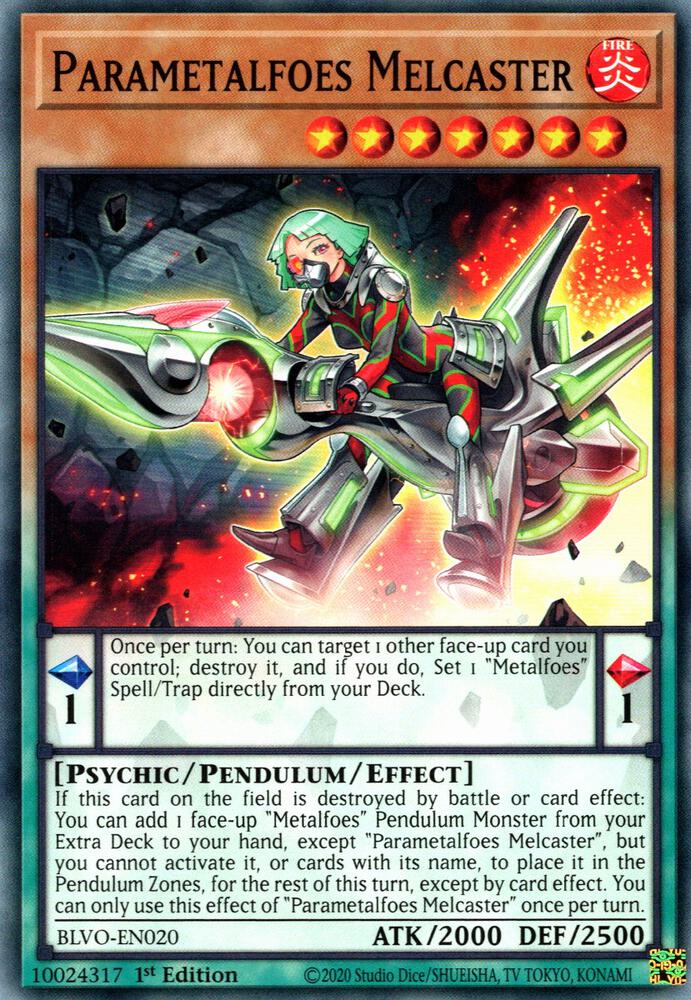 Parametalfoes Melcaster BLVO-EN020 card from Blazing Vortex