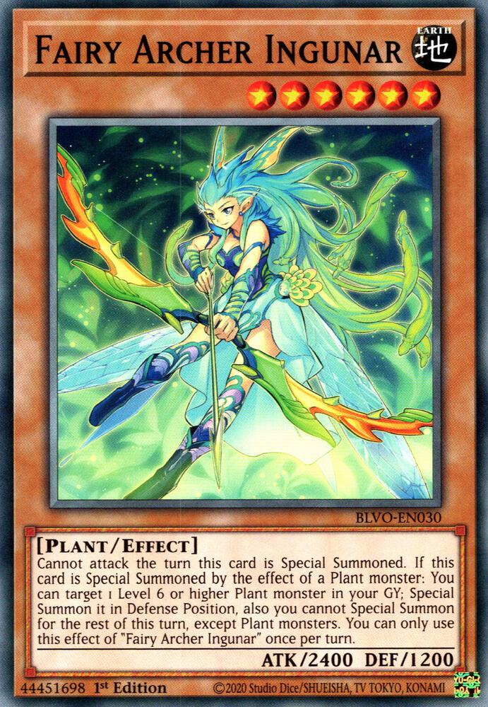 Fairy Archer Ingunar BLVO-EN030 card from Blazing Vortex