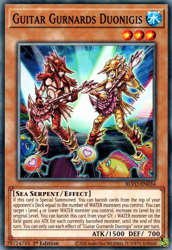Guitar Gurnards Duonigis BLVO-EN034 card from Blazing Vortex