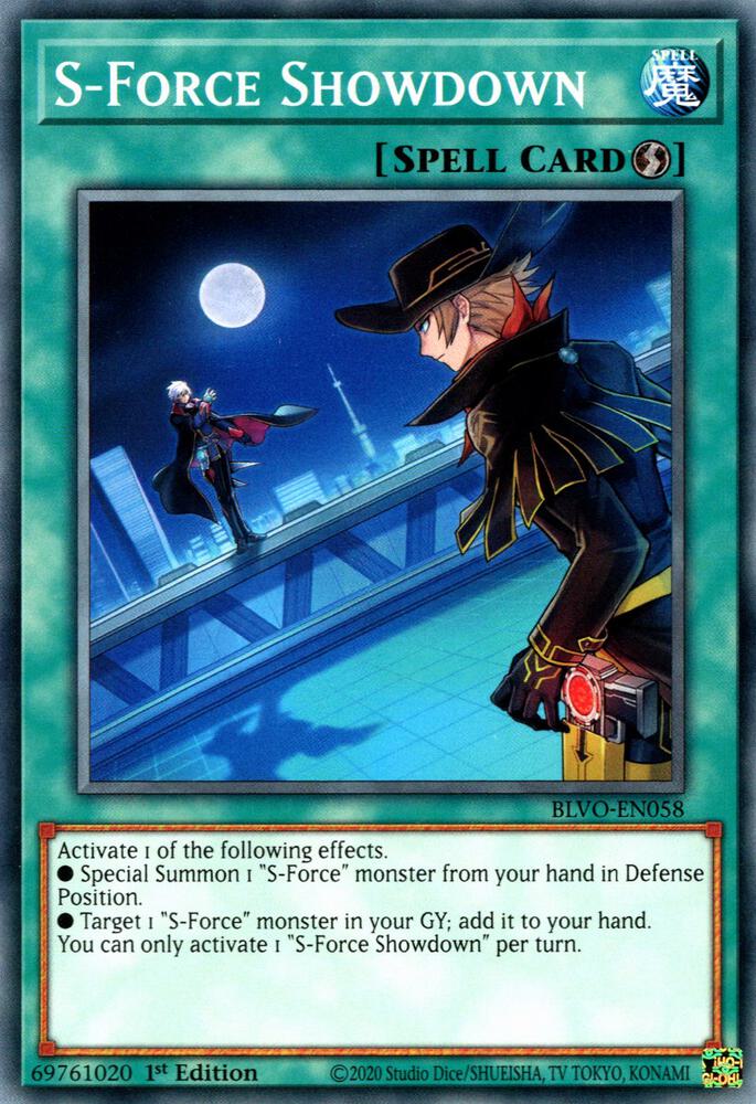 S-Force Showdown BLVO-EN058 card from Blazing Vortex