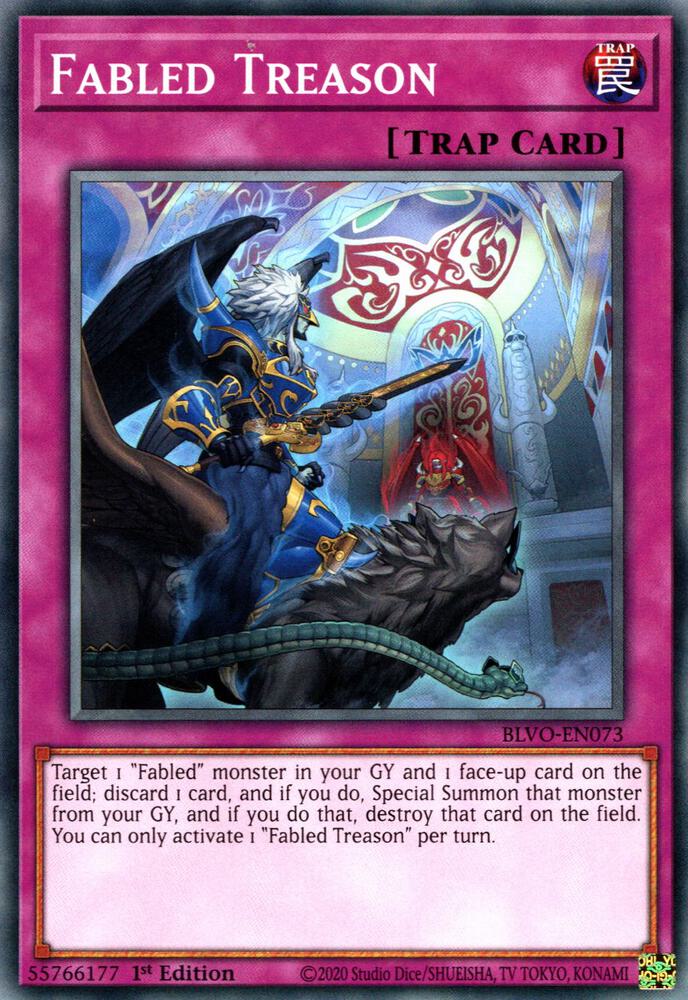 Fabled Treason BLVO-EN073 card from Blazing Vortex