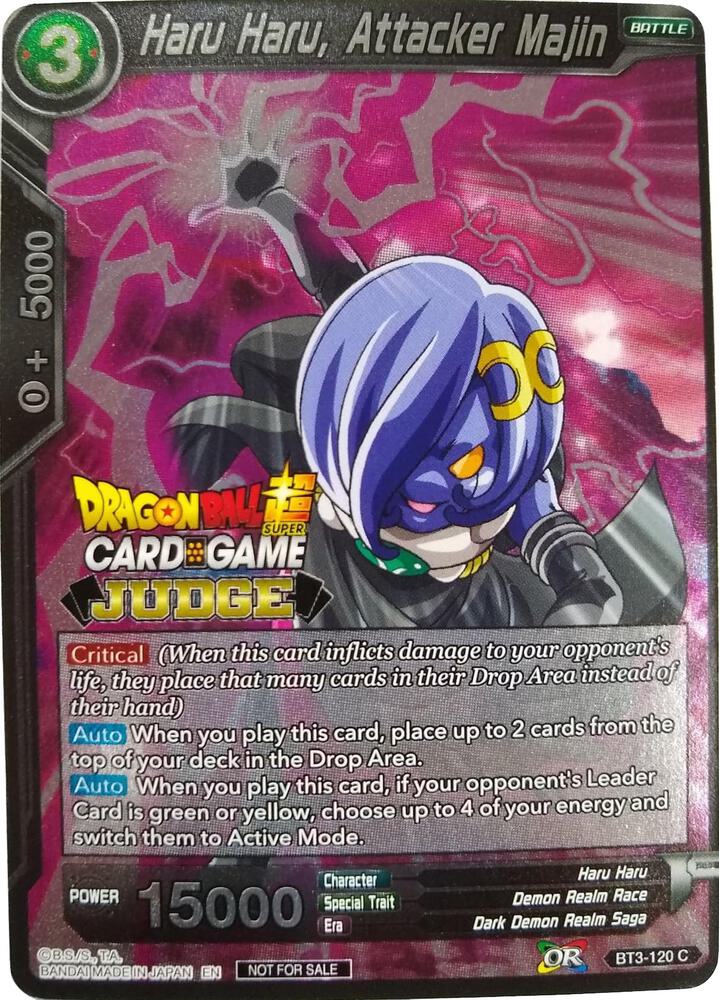 Haru Haru, Attacker Majin BT3-120 card from Judge Promotion Cards