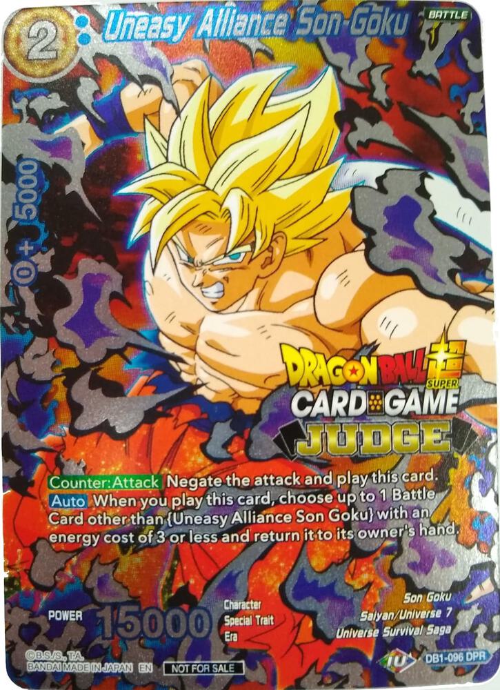 Uneasy Alliance Son Goku DB1-096 card from Judge Promotion Cards