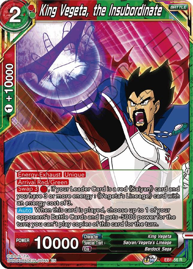 King Vegeta, the Insubordinate EB1-56 card from Battle Evolution Booster