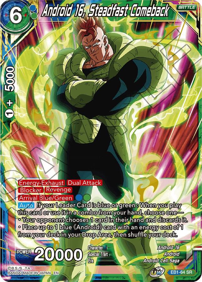 Android 16, Steadfast Comeback EB1-64 card from Battle Evolution Booster