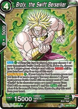 Broly, the Swift Berserker EB1-30 card from Battle Evolution Booster