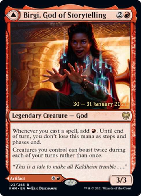 Birgi, God of Storytelling 123 card from Prerelease Cards