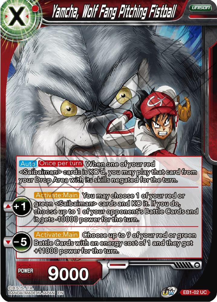 Yamcha, Wolf Fang Pitching Fistball EB1-02 card from Battle Evolution Booster