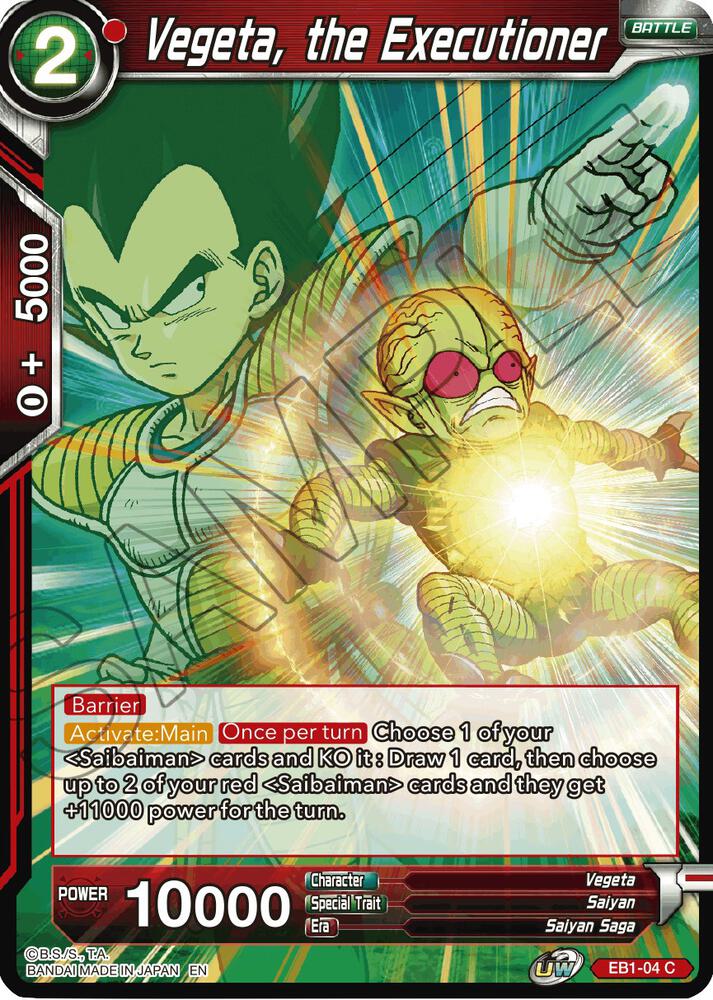 Vegeta, the Executioner EB1-04 card from Battle Evolution Booster