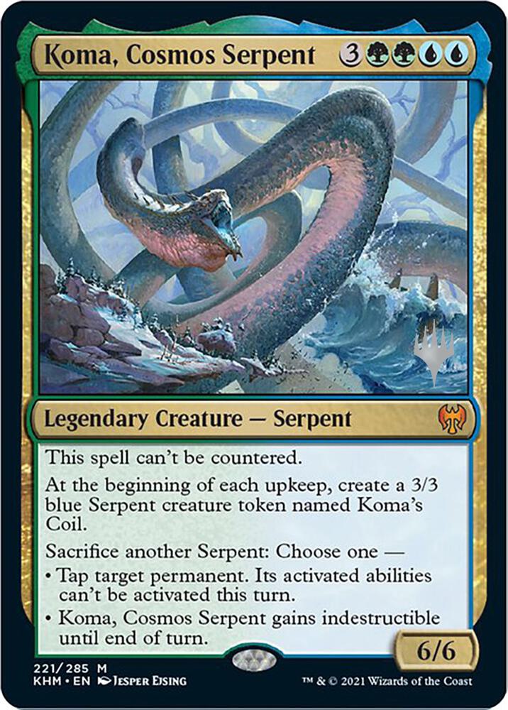 Koma, Cosmos Serpent 221 card from Promo Pack: Kaldheim