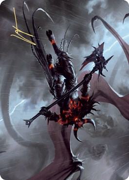 Burning-Rune Demon Art Card (Gold-Stamped Signature) 20 card from Art Series: Kaldheim