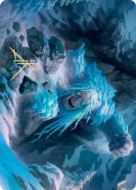 Icehide Troll Art Card (Gold-Stamped Signature) 46 card from Art Series: Kaldheim