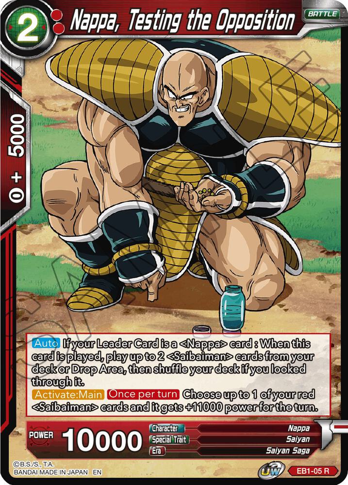 Nappa, Testing the Opposition EB1-05 card from Battle Evolution Booster