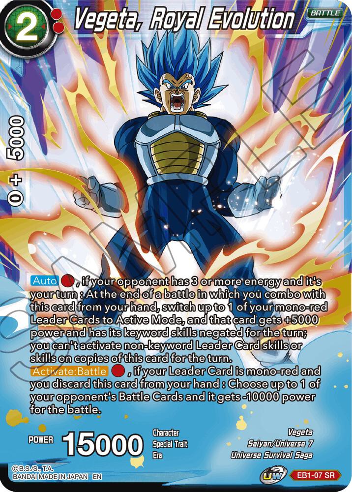 Vegeta, Royal Evolution EB1-07 card from Battle Evolution Booster